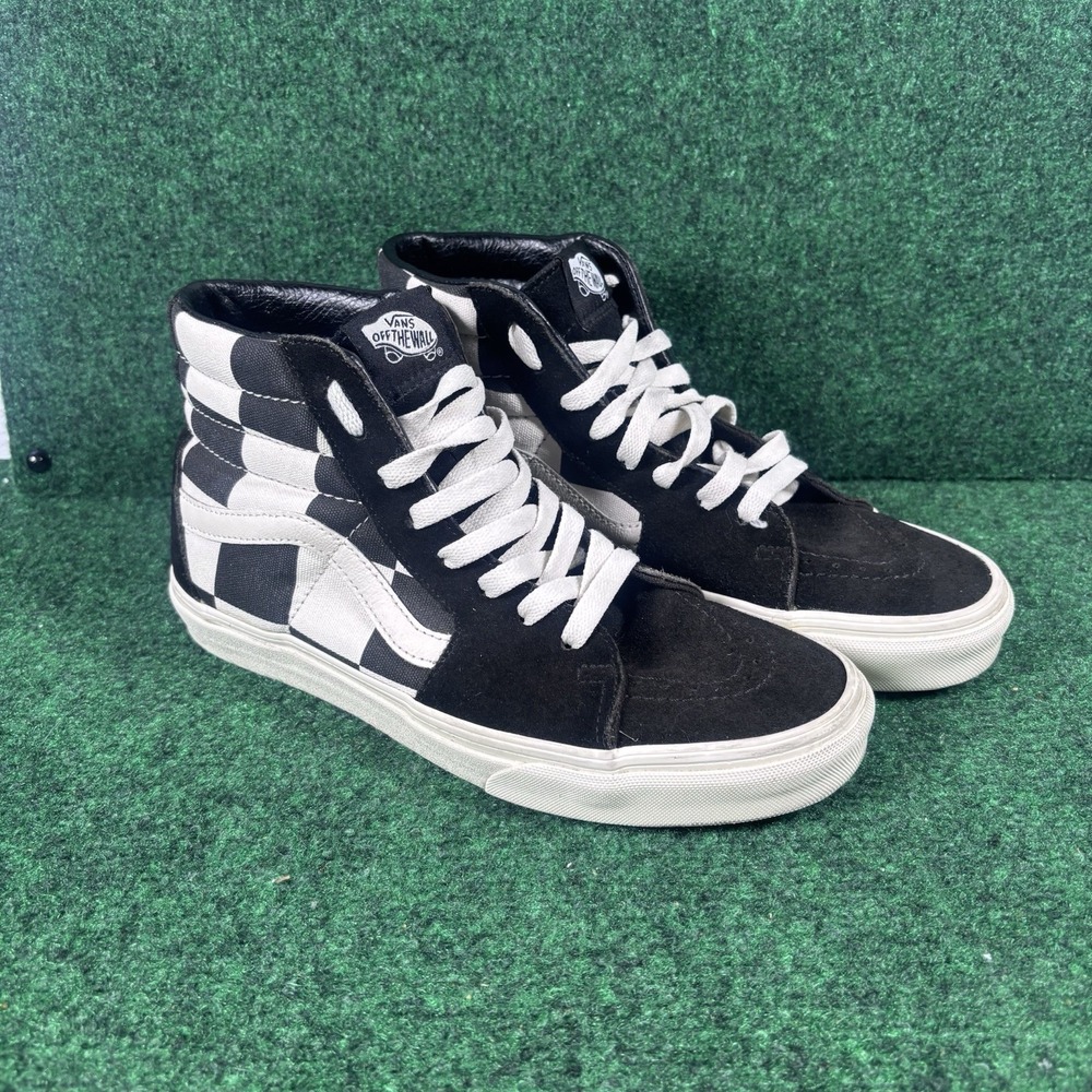 VANS Sk8-Hi Men's Black/White Checkerboard Lace-Up High Top Sneakers Mens 8 - Picture 2 of 8